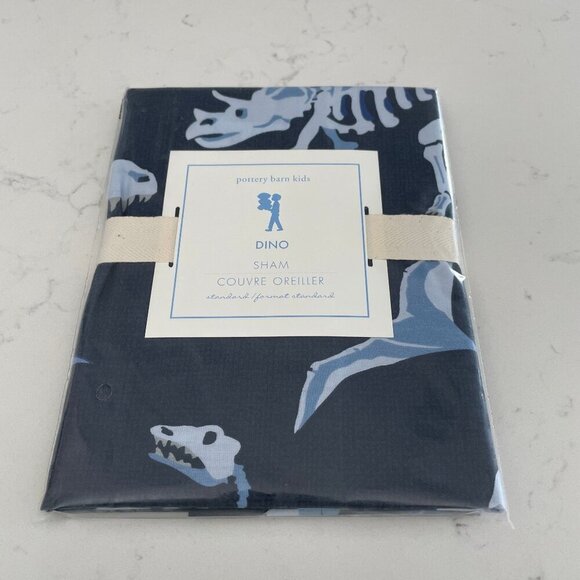 Pottery Barn Kids Dino Standard Sz Dinosaur Print Cotton Pillow Sham Multi Blue - Picture 1 of 4